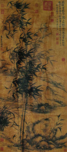 石涛 1642-1707 竹子 纸本镜片