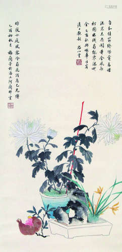 梅兰芳 尚小云 1894-1961  1900-1976  花卉 纸本立轴