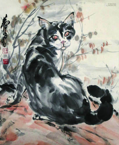黄胄 1925-1997 猫 纸本立轴