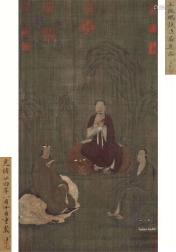 王振鹏 1275-1328 说法图 绢本立轴