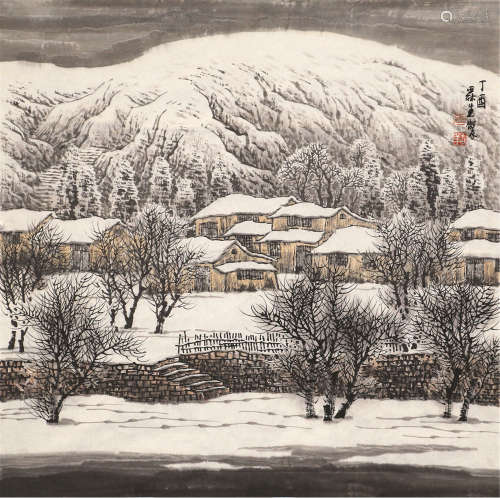 张霖生 1955- 雪野 纸本镜片