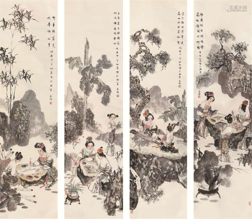 王惠祥 1949- 琴棋书画四条屏 纸本立轴