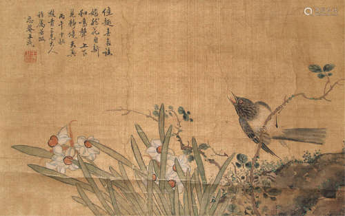 王武 1632-1690 花鸟 绢本镜片