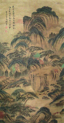 沈仕 1488-1565 山水 绢本立轴