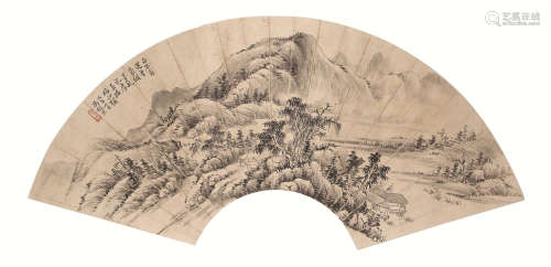 冯超然 1882-1954 山水扇面 纸本镜片