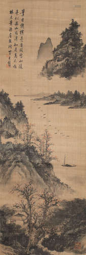 黄君璧 1898-1991 山水 绢本镜片