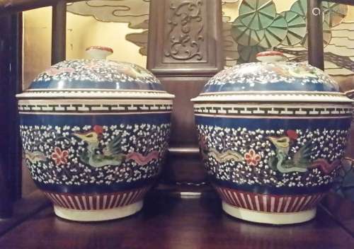Large Fine Chinese Porcelain Enamel Soup Bowls