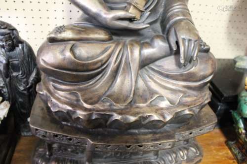 Bronze Buddha with Flaming Background