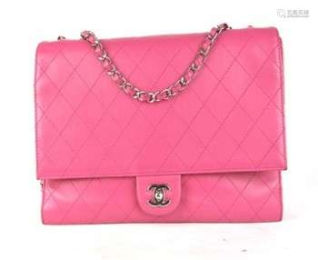 CHANEL Quilted Double Flap Bag Pink