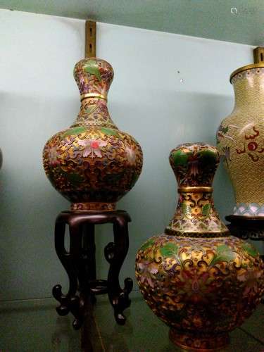 Antique Pair of Chinese Cloisonne Vases