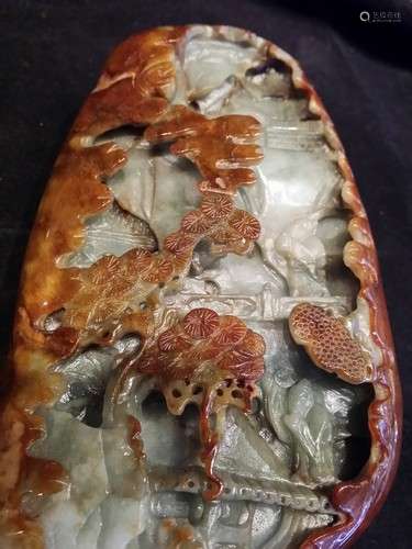 Large Ancient Chinese Jade Geode Carving 161mm, 1,220gr (Certified)