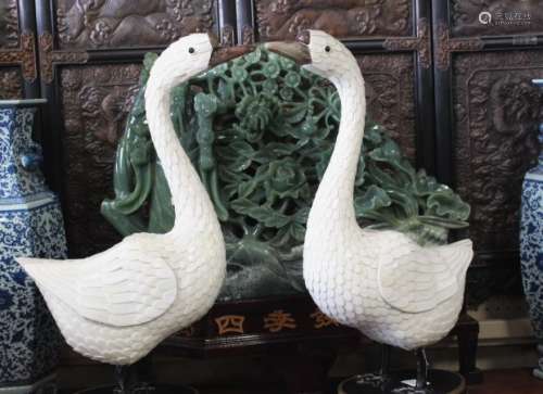 Large Pair of Chinese Swan