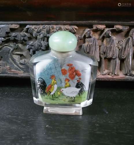 Old Collectible Reverse Chinese Painting Snuff Bottle