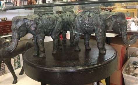 Chinese Bronze Elephant Coffee Table