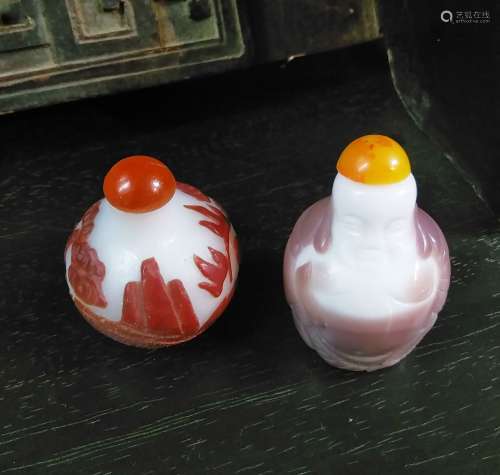Pair of Collectible Chinese Porcelain Snuff Bottles