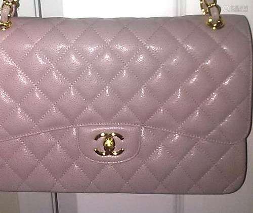 Authentic Chanel Jumbo Caviar Leather Flap Bag