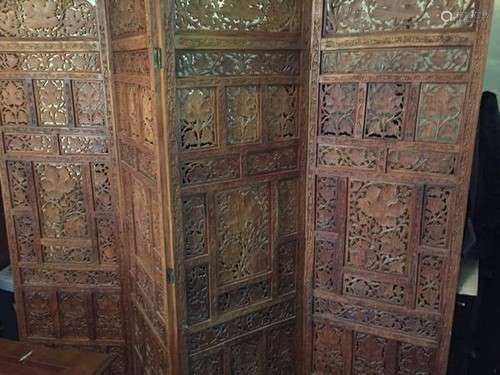 Antique Chinese Wood Carving Screen