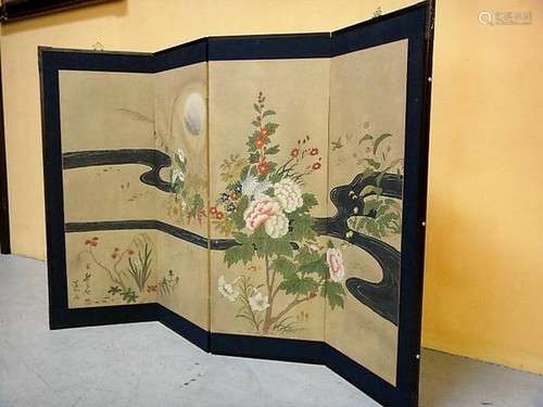 Vintage Signed Chinese Screen 52x36