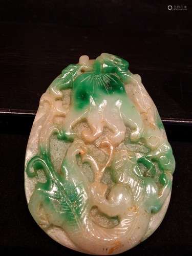 Ancient Large Natural Chinese Jade Carving 78mm, 112gr (Certified)
