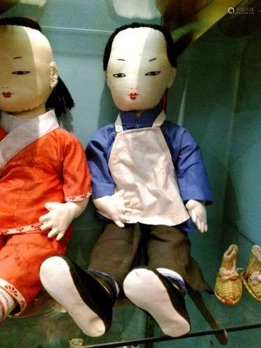 Rare Old Pair of Chinese ABA LUM Dolls 22