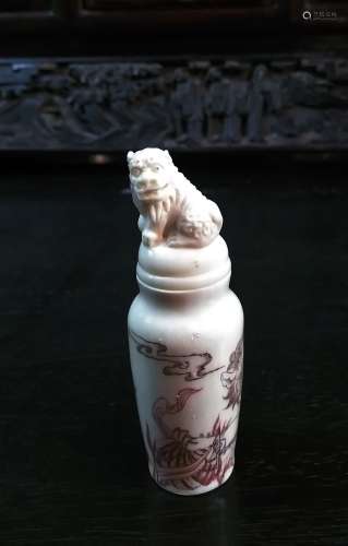  Collectible Chinese Bone Snuff Bottle w. Kirlin Stopper