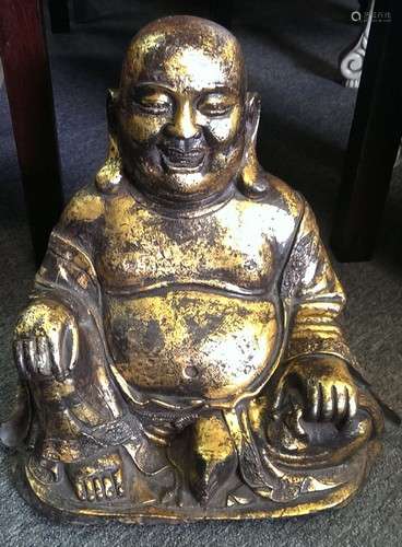 Old Chinese Gilt Bronze Buddha Maitreya