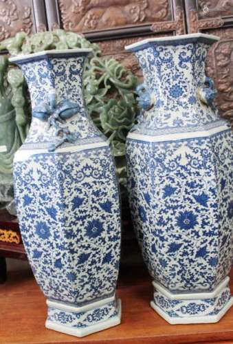 Large Chinese Blue & White Vases