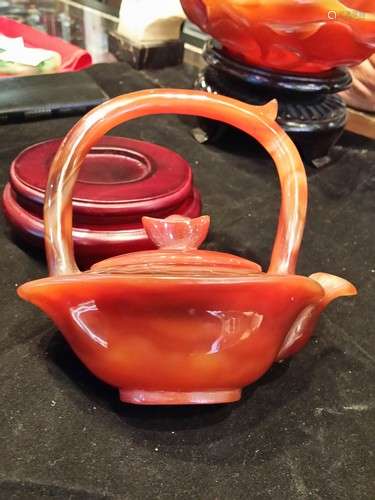 Antique Large Chinese Agate Tea Pot 10