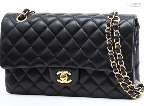 Chanel Black Lambskin Classic Jumbo Double Flap Bag  Gold Hardware