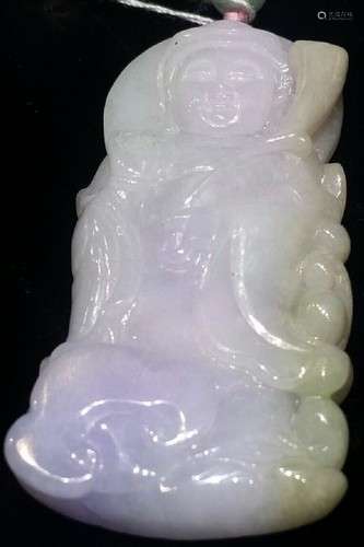 Large Old Chinese Translucent Lavendar Jade Carving GunYin 