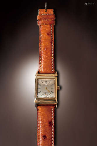 50年代  積架18K金可反轉方形上鍊腕錶