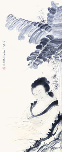 孫雲生 芭蕉仕女圖