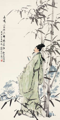 白伯骅（b.1944）  许峰（b.1944） 杜甫诗意 立轴 设色纸本