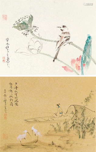 任重（b.1976） 花鸟 （二帧） 镜心 设色纸本