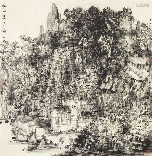 熊红钢（b.1959） 秋山泉鸣 镜心 设色纸本