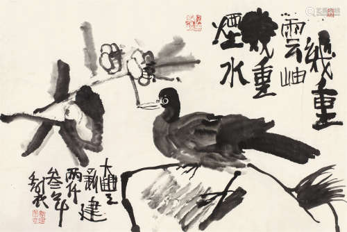 朱新建（1953～2014） 赏花图 镜心 水墨纸本