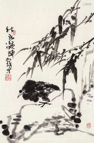 崔如琢（b.1944） 秋水凝神 镜心 水墨纸本