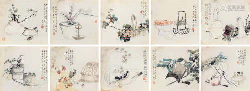 刘锡龄（1859～1920） 花卉 镜心 设色纸本