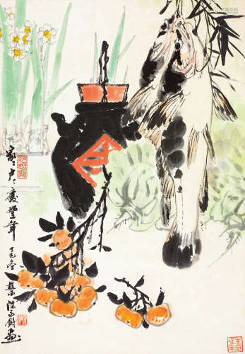 陈永锵（b.1948） 丰收图 立轴 设色纸本