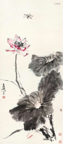 王雪涛（1903～1982） 荷花蜻蜓 立轴 设色纸本