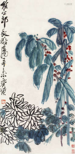 齐白石（1864～1957） 雁来红 立轴 设色纸本