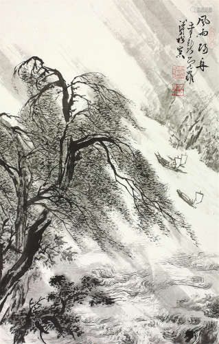 溥松窗（1913～1991） 风雪归舟 立轴 水墨纸本