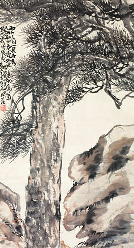 谢公展（1885～1940） 松石图 立轴 设色纸本