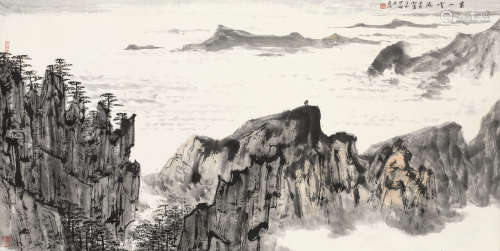 亚明（1924～2002） 黄山云海 立轴 设色纸本
