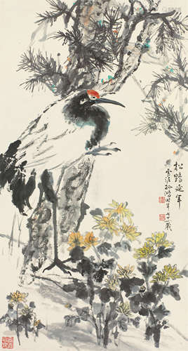 孙雪泥（1889～1965） 松鹤延年 立轴 设色纸本