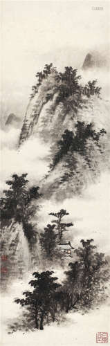 黄君璧（1898～1991） 深山藏古寺 镜心 水墨纸本