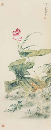 周炼霞（1908～2000） 荷花 立轴 设色纸本