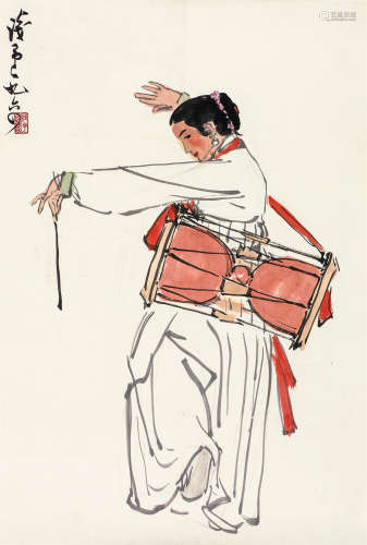 叶浅予（1907～1995） 腰鼓 镜心 设色纸本