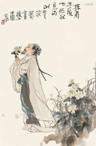 卢沉（1935～2004） 高士图 镜心 设色纸本