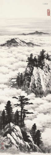 黄君璧（1898～1991） 秋山云海图 镜心 水墨纸本